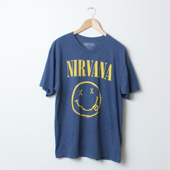 Nirvana Shirt Mens XL Blue Band Tee - Picture 1 of 5